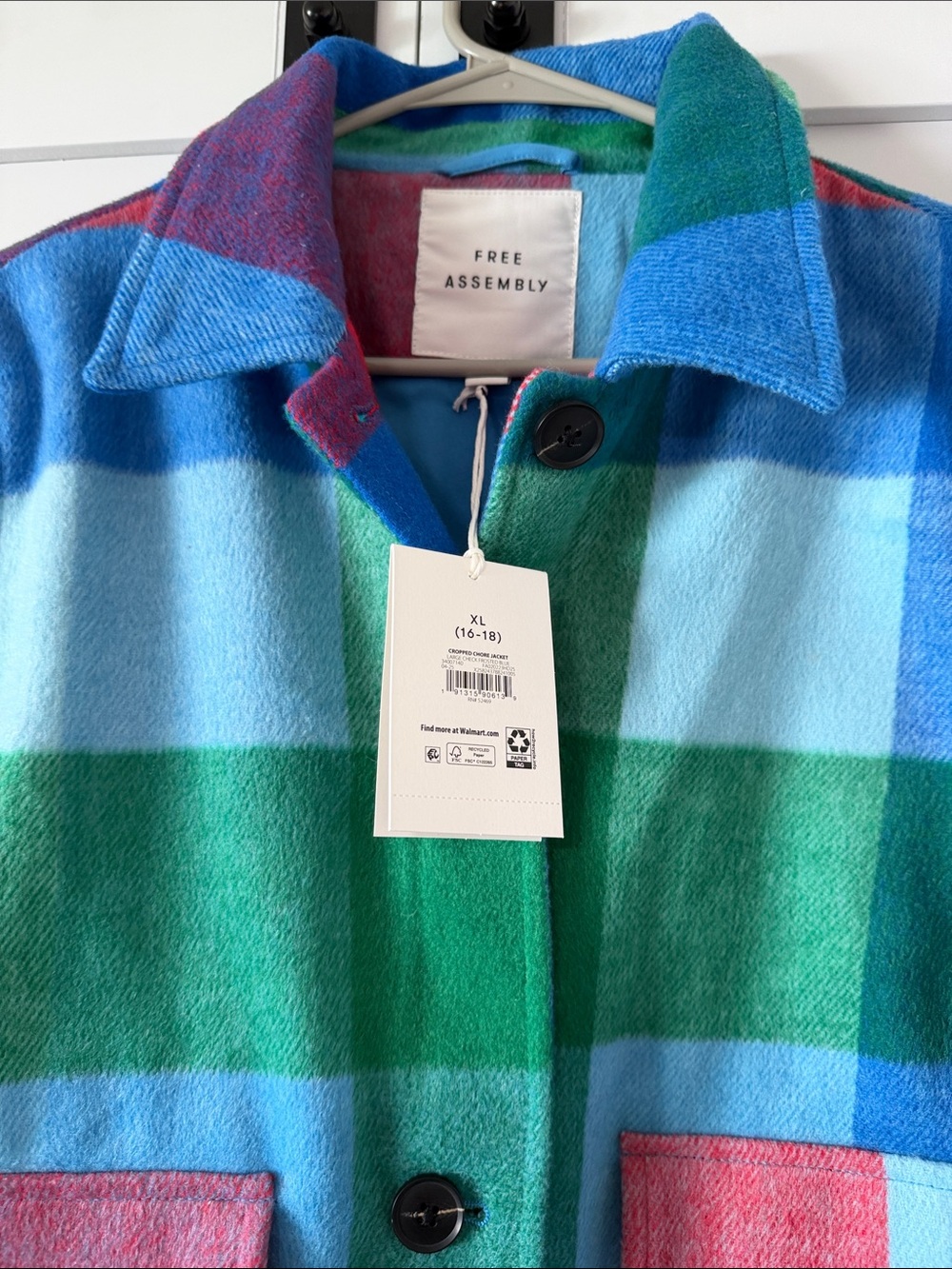 Free Assembly Colorblock Button Jacket - Multicolor Plaid - Picture 2 of 3